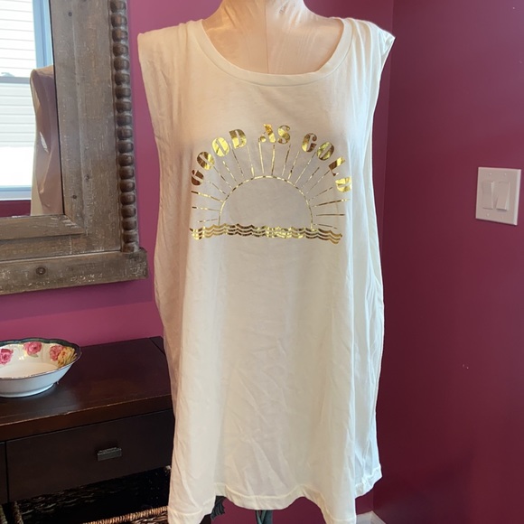 Saltwater Luxe Good As Gold Off White Sleeveless Muscle T Tank XXL - Picture 2 of 5